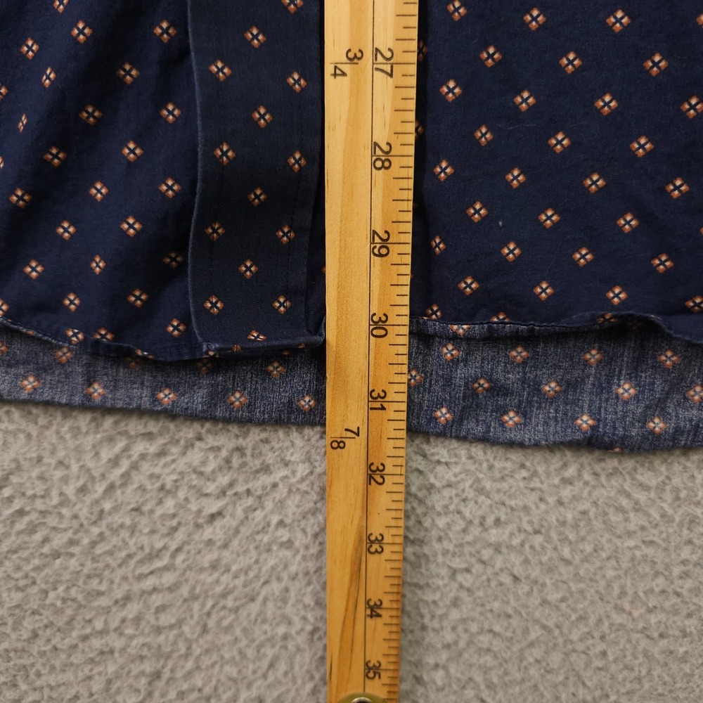 Ariat Kaiser Shirt Mens XXL Blue Tan Geo Print Long Sleeve Wrinkle Free Rodeo - Picture 7 of 16